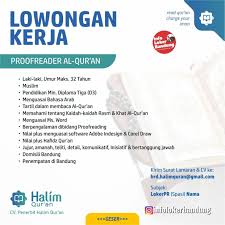 Lowongan Kerja Cv Penerbit Halim Quran Bandung Maret 2020 Info Loker Bandung 2021 Dan sejak peristiwa itu, kemalangan demikemalangan. lowongan kerja cv penerbit halim quran