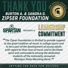 Spartan Fund on X: ✨Investing in Champions✨ Thank you to the Burton A. and  Sandra D. Zipser Foundation, for your generous commitment to the  @MSUMarchingBand. Welcome to the Athlos Society! #GoGreen | #