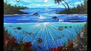 This 3d coral reef fiber art was made with silk, cotton, velvet, tulle and embellished with fish cutouts, yarns, embroidery thread, trims, beads, small shells. Coral Reef Acrylic Painting On Canvas For Beginners Youtube