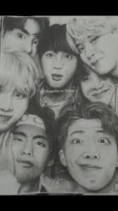 Bts Group Drawing Bangtan Bts v drawing easy | bts v cartoon drawing cute subscription and like will be a great help to me. bts group drawing bangtan