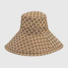 Gg Canvas Wide Brim Hat In Beige Ebony Gucci Us