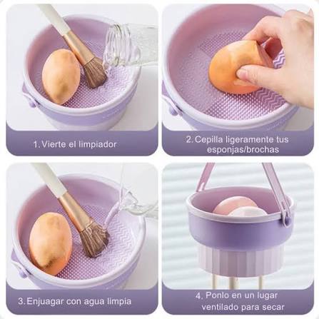 LIMPIADOR BROCHAS AJ31 MAQUILLAJE 3 EN 1 CON SOPORTE SECADO