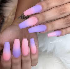Ombre nail art design, nail nails winter designs, cute colors, ombre nail nails fun. 31 Looks Gorgeous Coffin Nails To Take Inspiration From Pink Ombre Nails Ombre Acrylic Nails Purple Acrylic Nails