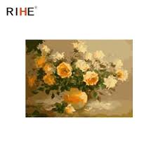 White flowers in the glass vase paint by numbers. Rihe Yellow Rose Diy Painting By Numbers Flower Vase Oil Painting Cuadros Decoracion Acrylic Paint On Canvas Modern Wall Art Buy At The Price Of 7 12 In Aliexpress Com Imall Com