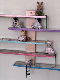 Lustigt Ikea Shelf Upcycled With Paint And Decoupage Wallpaper To Store Sylvanian Families Ikea Shelves Shelves Kids Room
