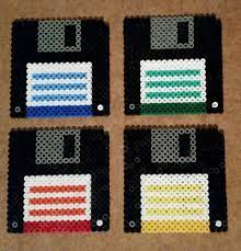 4x sous verres retro disquette 9x9cm en perles hama hama beads design pearl beads pattern perler bead art