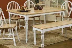 Amazon Com Coaster Damen Rectangle Leg Dining Table In Warm Natural And White Wood Finish Fur Kitchen Table Settings Butcher Block Table Charming Dining Room