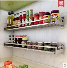Stainless steel shelves for kitchen. The Walls Of Stainless Steel Kitchen Shelves Are Covered With Seasoning Kitchen Shelf Wall Shelf Wallwall Kitchen Shelf Aliexpress