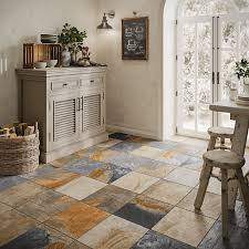 White marble tiles add to the light and airy feel in this compact kitchen. Wickes Multicolour Slate Effect Wall Floor Tile 333 X 333mm Wickes Co Uk