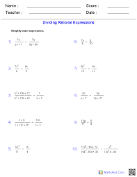 algebra 1 worksheets rational expressions worksheets