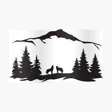 Forest with wolves forest scenes dog forest scary moon wolf vector sketch mysterious scene the wolves wolfe logo line drawings wolf wolf howling at the moon. Wolf On Nature Under The Mountain Poster By Endi318 Wolf Silhouette Wolf Svg Mountains Svg