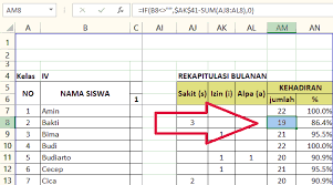 Cara membuat rekap absensi siswa dengan rumus excel countif Cara Menghitung Persentase Kehadiran Siswa