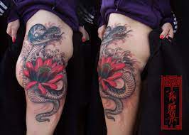 Snake And Lotus Cover Up Tattoo Art By Paulo Barbosa Ariuken Art On Facebook Snake Tattoo Designs Tattoos Lotus Cover Up Tattoo