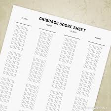 Cribbage Game Score Sheets Printable Digital Download Gam007