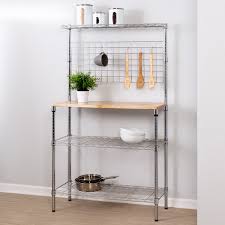 Bottle storage and stemware rack. Bakers Rack With Shelves And Hanging Storage Chrome