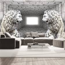 Trompe l'oeil à la craie. Papier Peint Trompe L Oeil 3d Et Perspective Magnifique Taille 250x175 Lions De Pierre Cdiscount Bricolage