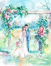 Painting From Photo Personalized Anniversary Gifts For Couple Custom Wedding Gifts Original W Wedding Illustration Wedding Painting Wedding Drawing