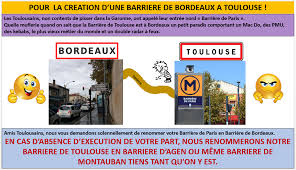 Ils expliquent avec humour que la barrière de toulouse à bordeaux est un petit paradis comportant un mcdo, des pmu, des kebabs, le plus vieux métier du la demande s'accompagne d'une menace : Facebook