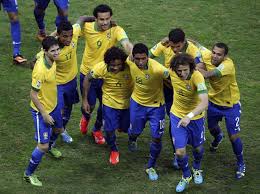 David Luiz And Oscar Wih Teammates Brazil National Team Brazil Football Team Soccer Football