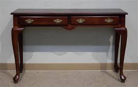 W 39 x d 11 x h 24 the size of the top panel. Lot Queen Anne Style Cherry Sofa Table