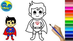 Dawn of justice batman v superman superman: Superman Cartoon Drawing And Coloring Video For Kids Coloring Page Youtube