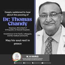 Deeply saddened to hear about the passing of Dr. Thomas Chandy Chairman MD  & Chief of Orthopedics at Hosmat Hospitals. Condolences to his family,  colleagues and the medical community. May his soul