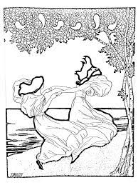 Printable coloring pages for kids. Art Nouveau From Lithography Art Nouveau Adult Coloring Pages