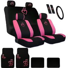 New Ultimate Pink Heart Seat Steering Wheel Headrest Covers Mats For Vw Pink Car Accessories Pink Car Seat Covers Honda Civic Seat Covers