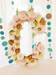 Floral Letter Blush And Gold Paper Flower Wedding Initial Etsy Floral Letters Paper Flowers Paper Flower Letters