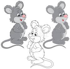 Mouse Funny Grey Mouse Color And Black And White Outline Illustrations Sponsored Sponsored Ad Grey Outline Illustration Illustration Coloring Books