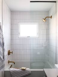 Bathroom Design With White Vertical Subway Tiles Bathroom Tub Shower Combo White Bathroom Tiles Glass Shower Tub