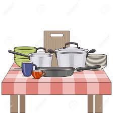 Peralatan memasak kitchen utensil dan kitchen equipment. Vector Illustration Of Kitchenware And Utensil On Table Kitchen And Food Preparing Topic Royalty Free Cliparts Vectors And Stock Illustration Image 87661030