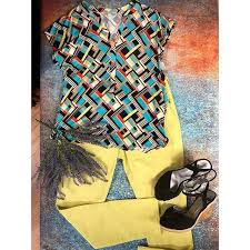 print powerdana buchman geometric top size m 8 old navy lime green pants size 14 9 and rialto black s lime green pants clothes mentor geometric top pinterest