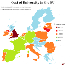 Cost Of University In The Eu Amazing Maps Map Europe Map
