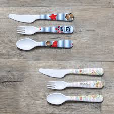 Personalised Melamine Kids Cutlery Set Spatz Mini Peeps