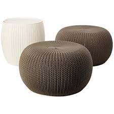 The multipurpose majestik knitted pouf is the perfect way to add a bit of bohemian flair to your made from hand knitted rope, the majestik pouf is comfortable enough to sit on yet durable and. Keter Urban Knit Pouf Ottoman Set Of 2 With Accent Table For Patio Decor Harvest Brown Cream