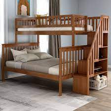Euroco Twin Over Full Bunk Bed With Stairs And Storage For Kids Multiple Colors Walmart Com Cool Bunk Beds Bunk Beds With Stairs Bunk Bed With Trundle