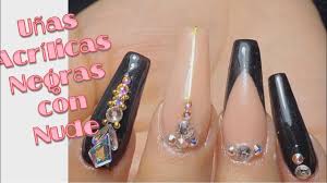 Comprar suministros de uñas acrílicas empezar a ponerte las uñas acrílicas si queda aceite en tus uñas, el acrílico no. Diseno De Unas Acrilicas En Tono Negro Y Nude Elegantes Con Mucho Bling Bling Youtube