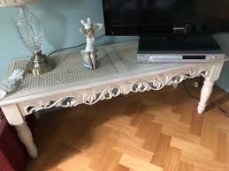 Cream large rectangle wood coffee table with drawers. Distressed Cream Coffee Table Village