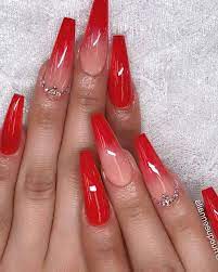 40 Cool Ombre Nails Ideas To Try In 2019 Red Nails Glitter Red Nails Coffin Nails Designs