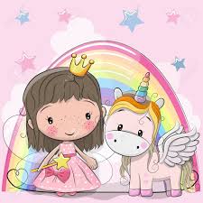 Also at the end, dress princess emma in a very colorful unicorn outfit that will match her cute cupcakes. Greeting Card With Cute Cartoon Fairy Tale Princess And Unicorn Royalty Free Cliparts Vectors And Stock Illustration Image 102077360