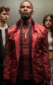 Baby Driver Bats Jacket Jamie Foxx Red Cotton Jacket Celebrity Jackets Baby Driver Leather Jacket Men