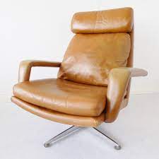 Mina caramel brown italian leather arm chair with wood accents. Caramel Leather Lounge Chair By Hans Kaufeld 1960s 125111