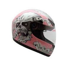 Tms Ladies Pink Skull Full Face Street Motorcycle Helmet