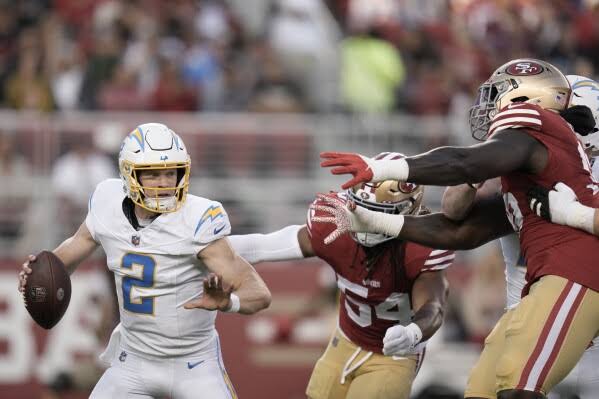 Purdy runs for a TD before Chargers backups roll past 49ers 23-12 | AP News