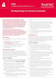Nfrc Guidance Note Gn14 Covid 19 Working During The Coronavirus Outbreak