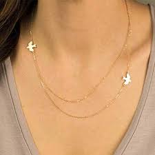 Download Amazon Com Luxcastle Bird Dove Layered Necklace Filigree Sideways Swallow Pendant Necklace Silver Soaring Double Chains For Women Gold Beauty