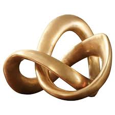 Amy Modern Classic Gold Metal Infinity Knot Decorative Accent Sculpture Sculpture Modern Decor Accessories Infinity Knot