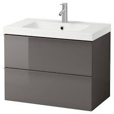 Bathrooms can be calm and relaxing even on. Godmorgon Odensvik Sink Cabinet With 2 Drawers High Gloss Gray Dalskar Faucet 32 5 8x19 1 4x25 1 4 Ikea