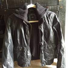 Obey Leather Jacket With Hoodie Leather Jacket Jackets Hoodie Jacket